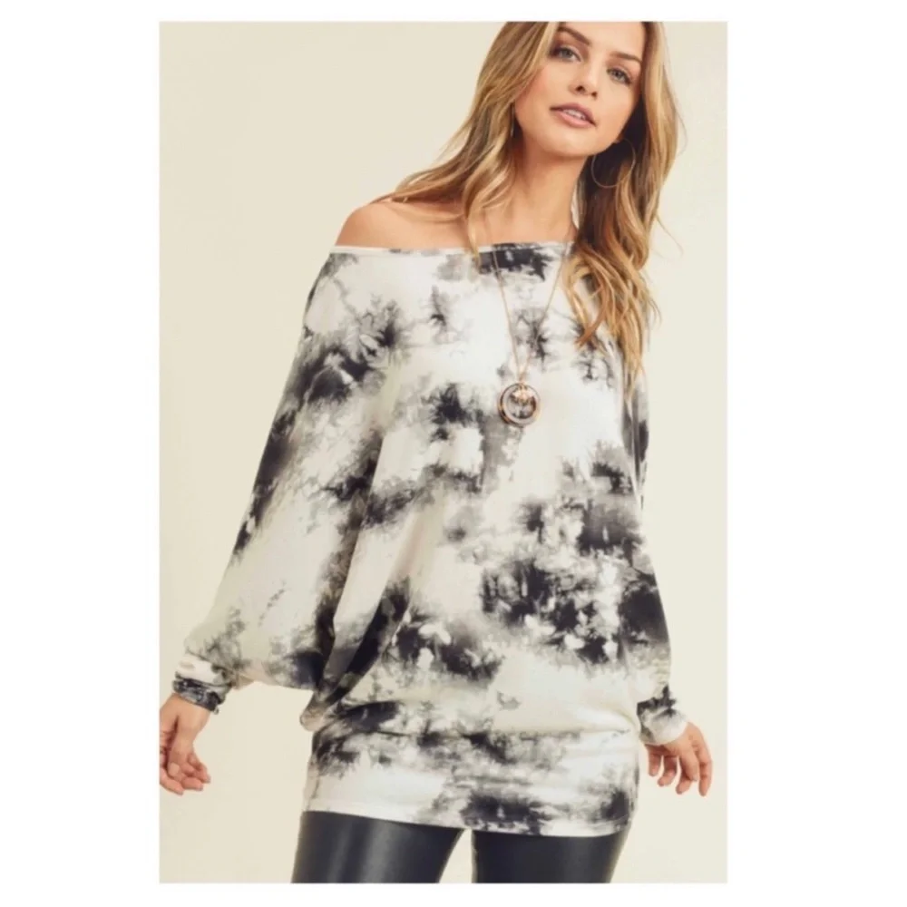 Soft Dolman Sleeve Tie Dye Women's Top - Picture 2 of 6